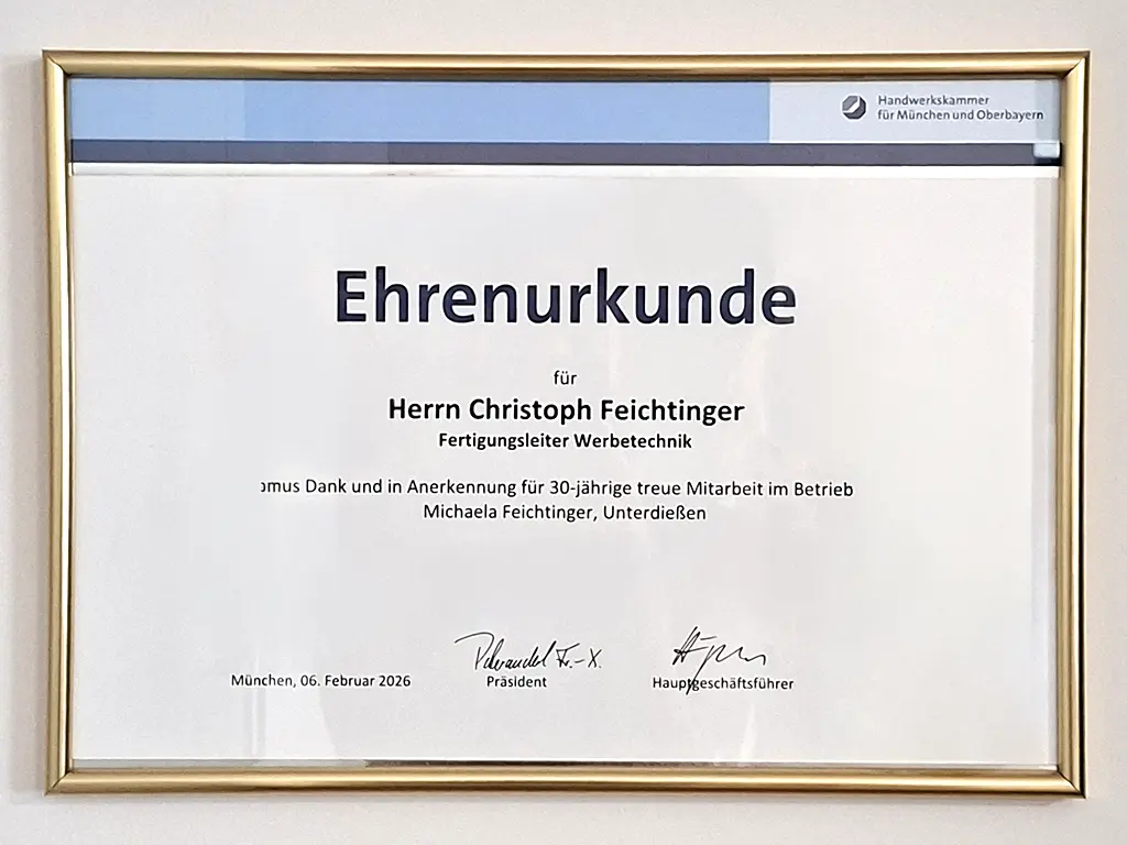 Ehrenurkunde Christoph Feichtinger